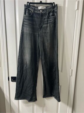 rag & bone Miramar Washed Black Wide Leg Jeans